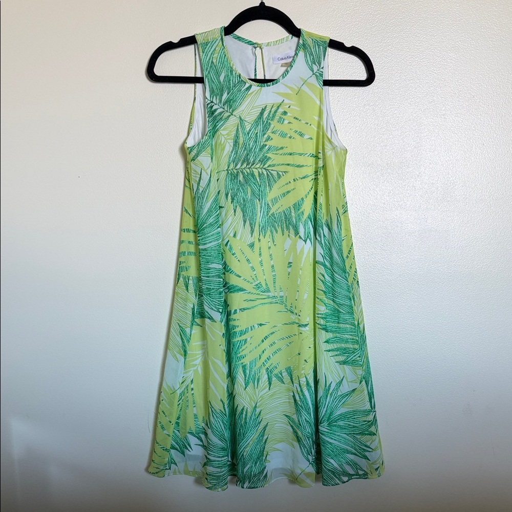 Calvin Klein Tropical Green and Yellow Mini Dress